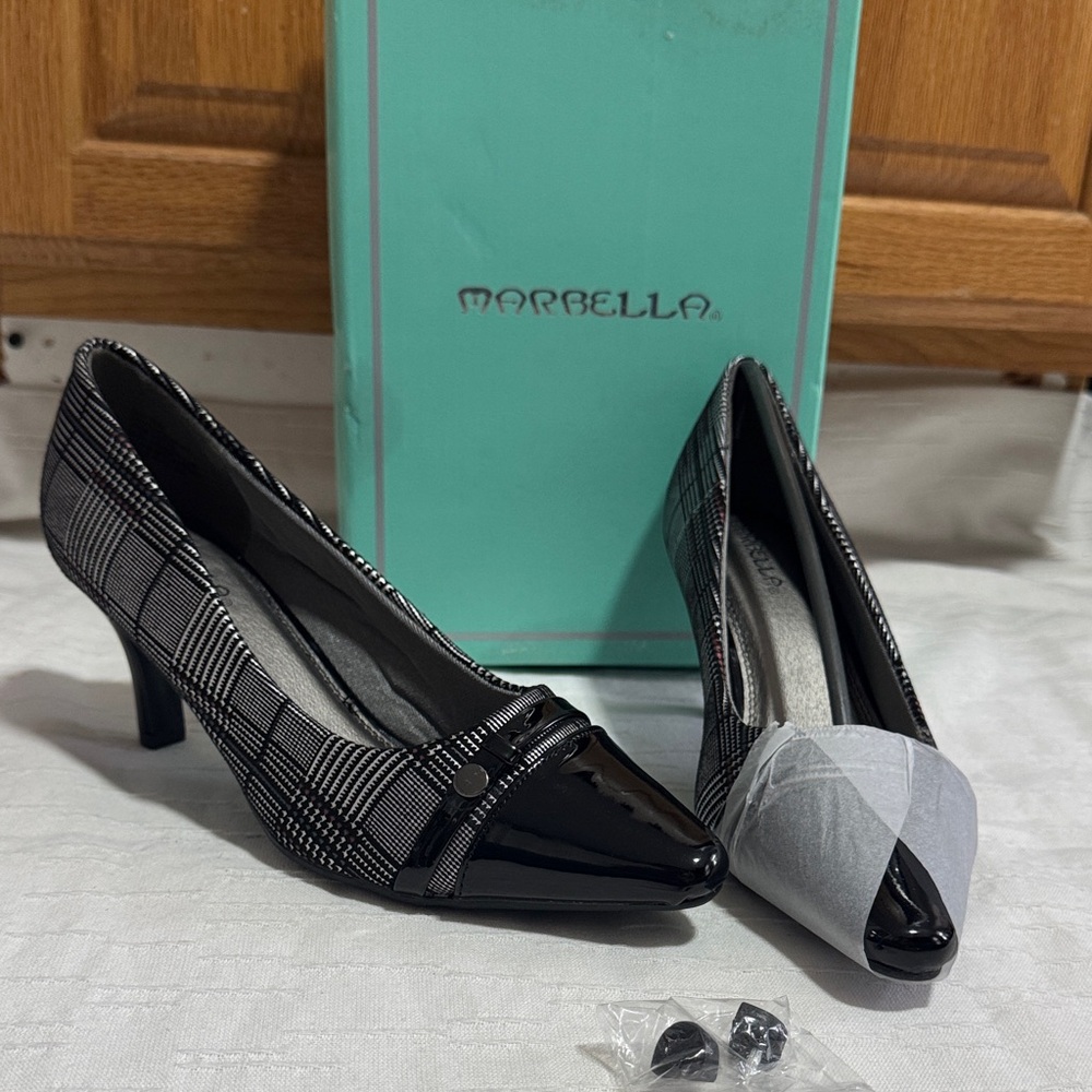 MARELLA Black and White Checkered Heels